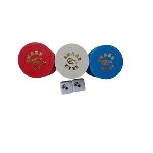 Colt Python Snake Eyes FULL SET Poker Chips Vintage Red White Blue With Dice Box